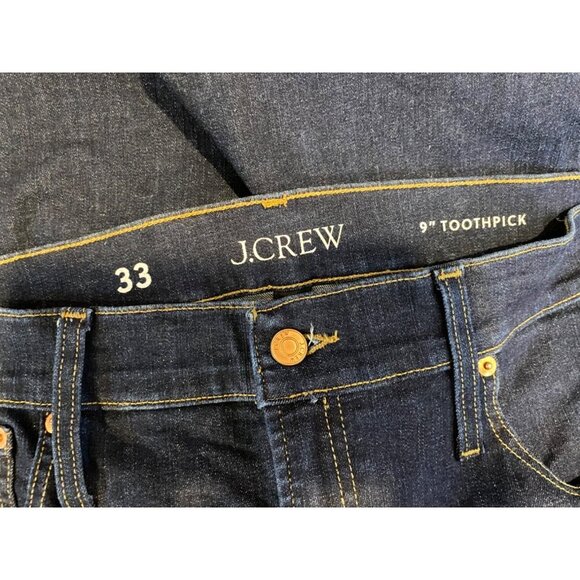 J. Crew 9" Mid-rise Toothpick Jean Classic Rinse Dark Wash Skinny Leg Size 33 - Picture 7 of 9